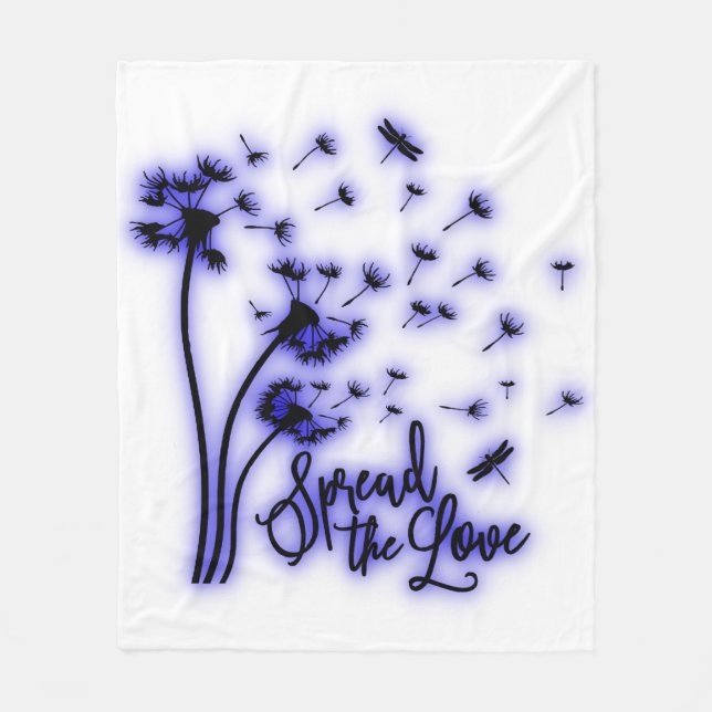 Spread The Love Dandelions and Dragonflies Fleece Blanket (Front)