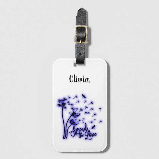 Spread The Love Dandelions and Dragonflies Luggage Tag (Front Vertical)
