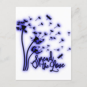 Spread The Love Dandelions and Dragonflies Postcard