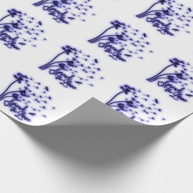 Spread The Love Dandelions and Dragonflies Wrapping Paper (Corner)