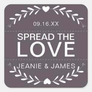Spread the Love Jam Canning Wedding Favour Square Sticker