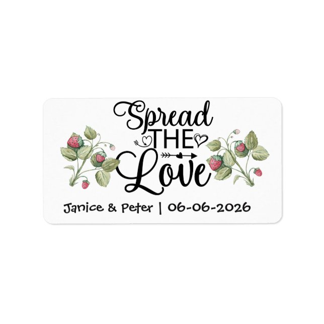 Spread the Love Jam Jar Wedding Favours Label (Front)