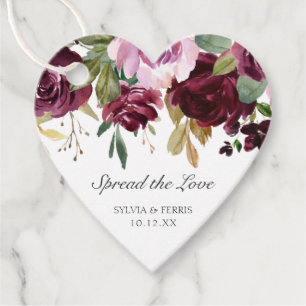 Spread The Love Moody Plum Floral Wedding Favour Tags