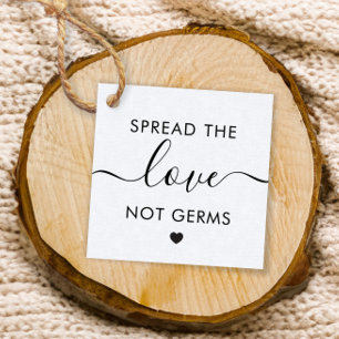 Spread the Love Not Germs Wedding Gift Tag, Kraft Favour Tags