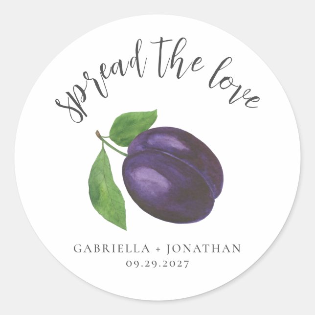 Spread The Love Plum Jam Wedding Favour  Classic Round Sticker (Front)