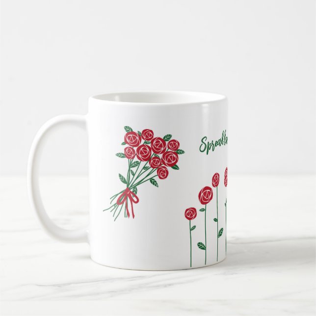 Spread the Love, Red Roses Customised Coffee Cup  (Left)
