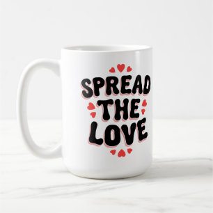 "Spread the Love Retro Heart Design Coffee Mug