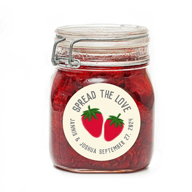 Spread the Love Strawberry Couple Favour Classic Round Sticker (Creator Uploaded)