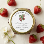 Spread The Love Strawberry Jam Wedding  Favour  Classic Round Sticker<br><div class="desc">Vintage Strawberry illustration wedding favour tag ,  spread the love. This is a template ready for you to add your details to.</div>