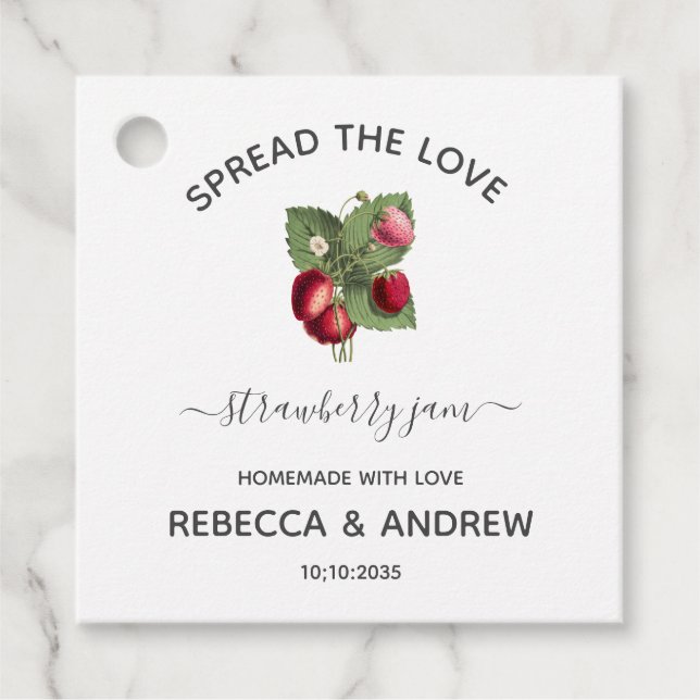 Spread The Love Strawberry Jam Wedding  Favour Tag (Front)