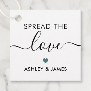 Spread the Love Tag, Wedding Gift Tag, Grey Teal Favour Tags