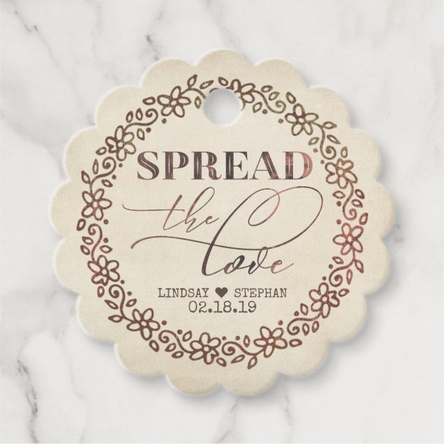 Spread The Love Wedding Favour Tags (Front)