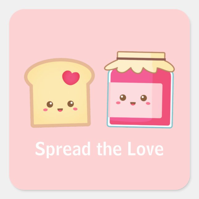Spread the love with Cute Toast and Jam Square Sticker (Front)