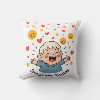 Spread the Smiles – Cute & Cheerful Doodle Cartoon Cushion