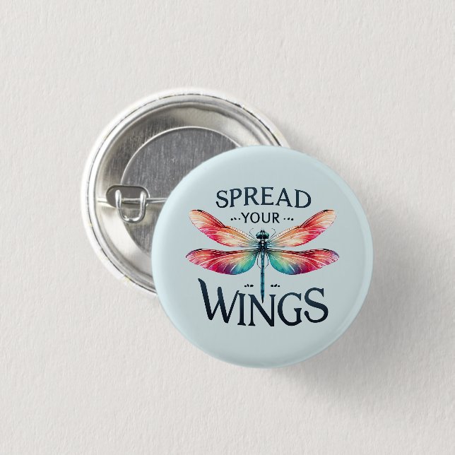 Spread Your Wings - Artistic Dragonfly 3 Cm Round Badge (Front & Back)