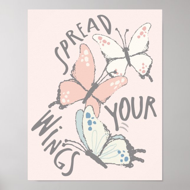 Spread Your Wings Butterflies Inspiring Message Poster (Front)