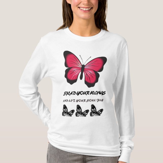 Spread Your Wings - Butterfly Inspired Design T-Shirt (Front)