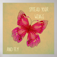 Spread your wings butterfly quote oriental art