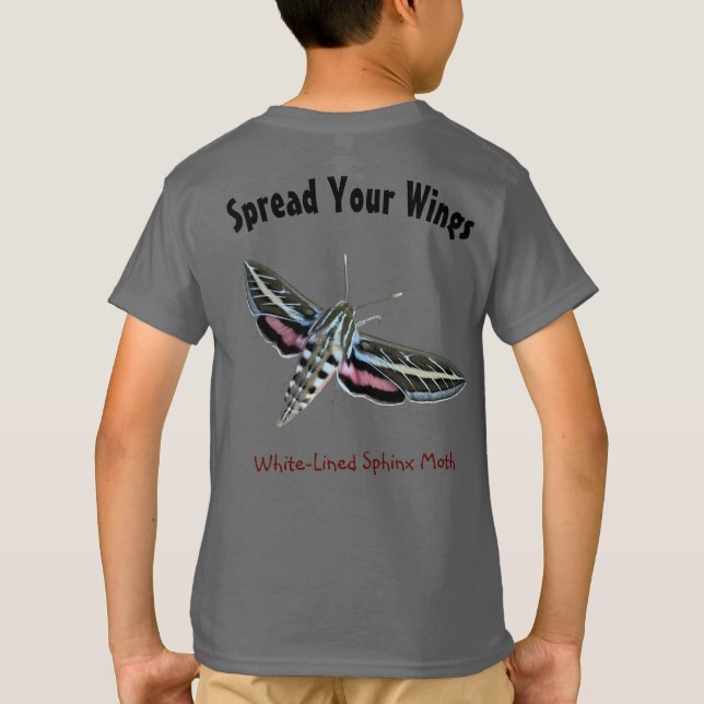 Spread Your Wings Colourful Moth Pocket & Back T-Shirt (Back)