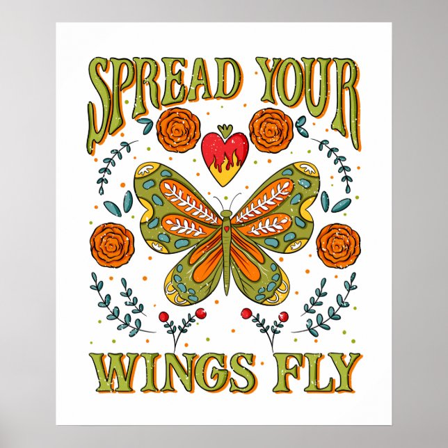 Spread Your Wings Fly Motivational Poster (Front)