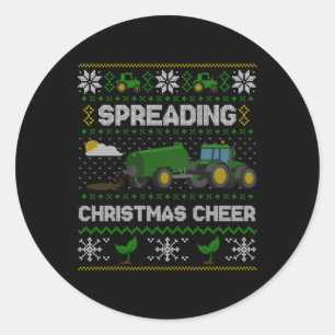 Spreading Christmas Cheer Farming Tractor Ugly Swe Classic Round Sticker