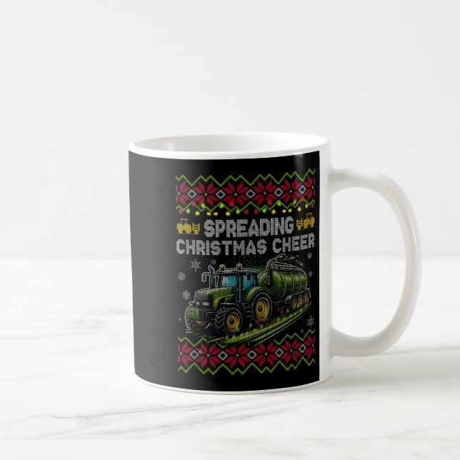 Spreading Christmas Cheer Farming Tractor Ugly Swe Coffee Mug (Right)