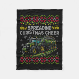 Spreading Christmas Cheer Farming Tractor Ugly Swe Fleece Blanket