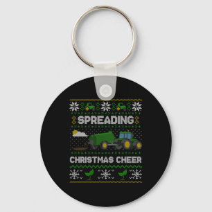 Spreading Christmas Cheer Farming Tractor Ugly Swe Key Ring