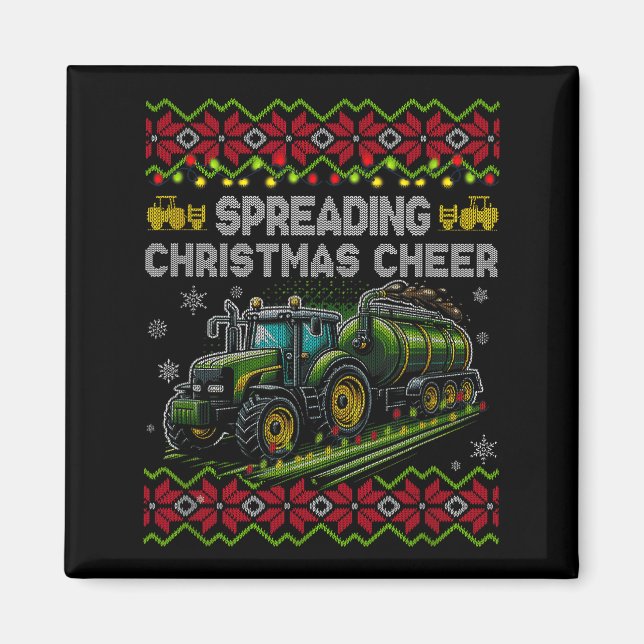 Spreading Christmas Cheer Farming Tractor Ugly Swe Magnet (Front)