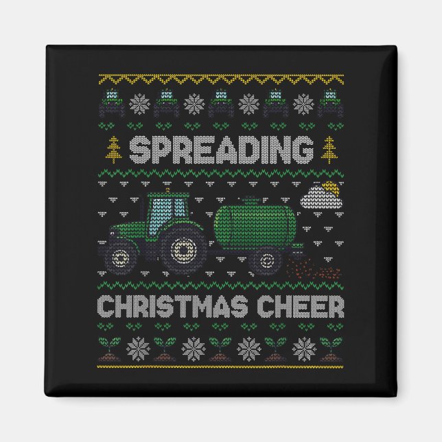 Spreading Christmas Cheer Funny Farming Tractor Ug Magnet (Front)