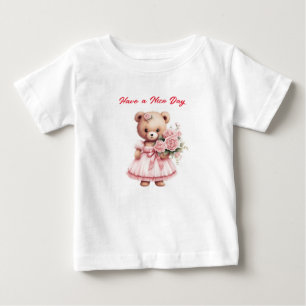 Spreading Smiles: Teddy Bear with Flowers T-Shirt