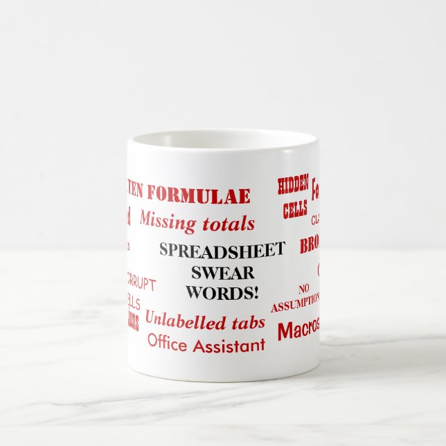 Spreadsheet Swear Words Funny Excel User Joke Coffee Mug (Center)
