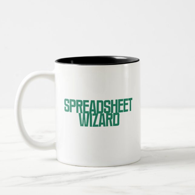 Spreadsheet Wizard | Excel Data Magician Design Two-Tone Coffee Mug (Left)