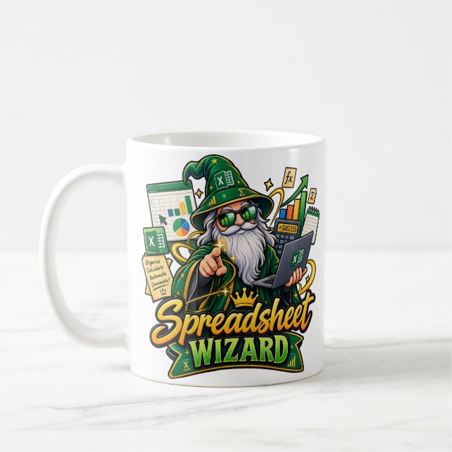 Spreadsheet Wizard Mug | Funny Accountant Excel Da (Left)