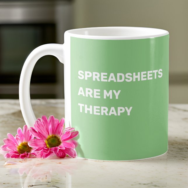 Spreadsheets Are My Therapy - Sage Green Coffee Mug (Creator Uploaded)