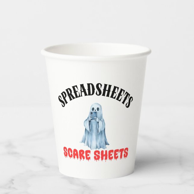 Spreadsheets Scare Sheets - Funny Accountant Paper Cups (Front)