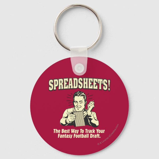Spreadsheets: Track Your Fantasy Football Draught Key Ring (Front)