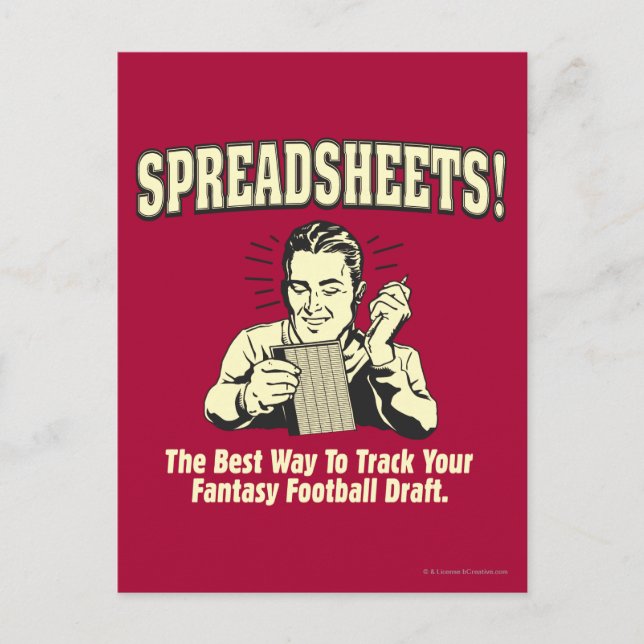 Spreadsheets: Track Your Fantasy Football Draught Postcard (Front)