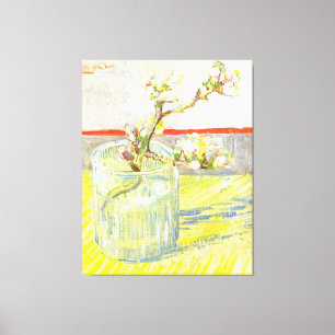 Sprig of flowering almond in a glass  van Gogh Canvas Print