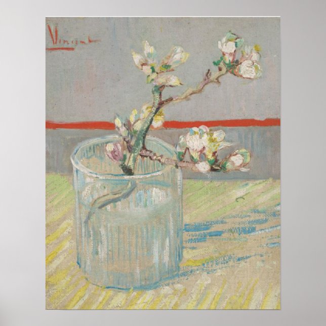 Sprig of Flowering Almond in a Glass van Gogh Sm Poster (Front)