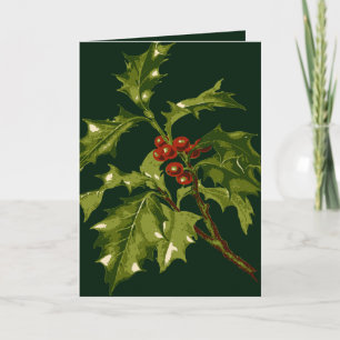 Sprig of Holly Christmas Red Berry Greeting Card