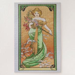 Spring 1900: An Art Nouveau by Mucha  Jigsaw Puzzle