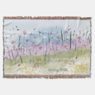 Spring 2026 Water Colour Wildflower Throw Blanket