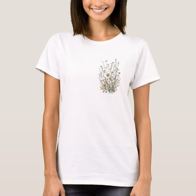 Spring 53 flowers, line drawing, minimalist, gift T-Shirt (Front)