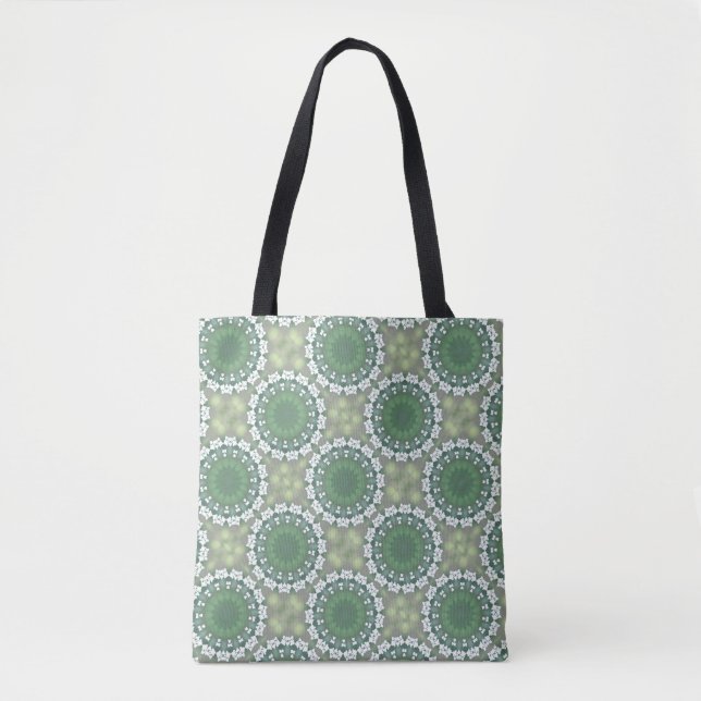 Spring Abstract Floral Art Elegant Green Geometric Tote Bag (Front)
