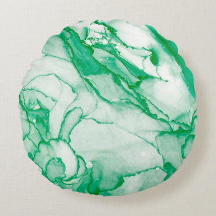 Spring Alcohol Ink Banner. Chinese Ink Painting. L Round Cushion