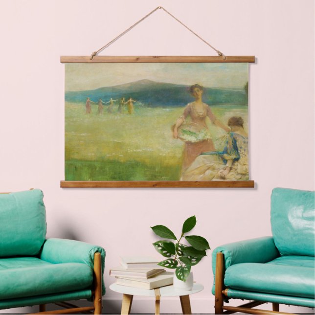 Spring Allegory Vintage Landscape Art  Hanging Tapestry (This Spring allegory wall art will bring elegance, calm, and the beauty of nature to your décor.)