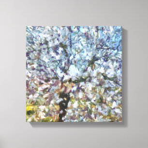 Spring Almond Blossom Pointillism Artwork Canvas Print