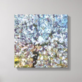 Spring Almond Blossom Pointillism Artwork Canvas Print