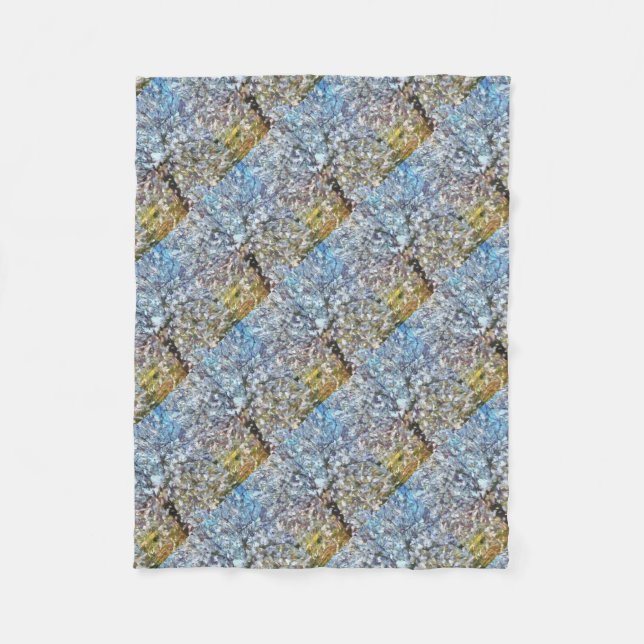 Spring Almond Blossom Pointillism Artwork Fleece Blanket (Front)